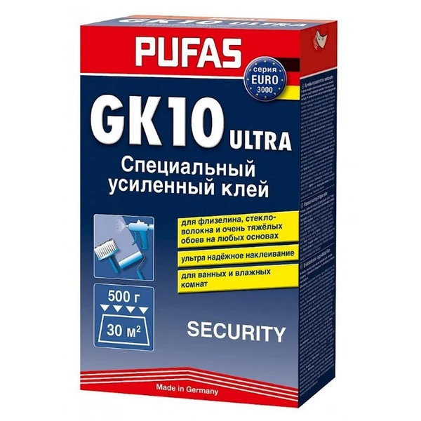 Фото Клей для стеклобоев и тяжелого флизелина Spezialkleber Security GK10 Pufas 500гр