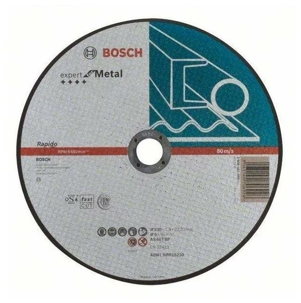 Фото Диск отрезной по металлу Bosch Expert for Metal 230x1,9х22,2мм (прямой) 2608603400