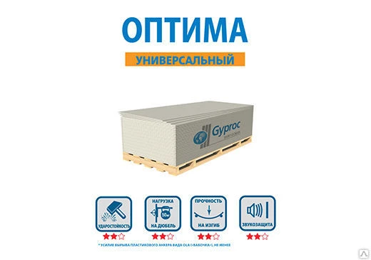 Фото Gyproc Оптима стандартный 2500х1200х12,5 мм.
в