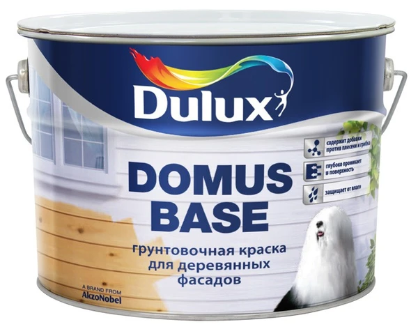 Фото DULUX DOMUS BASE КРАСКА ГРУНТОВОЧНАЯ ДЛЯ ДЕРЕВЯННЫХ ПОВЕРХНОСТЕЙ Дулюкс