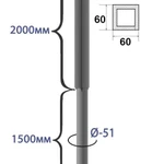 Фото №3 Столб винтовой ЮВЕНТА 3500 ммсечение 60х60 / диаметр 51 мм