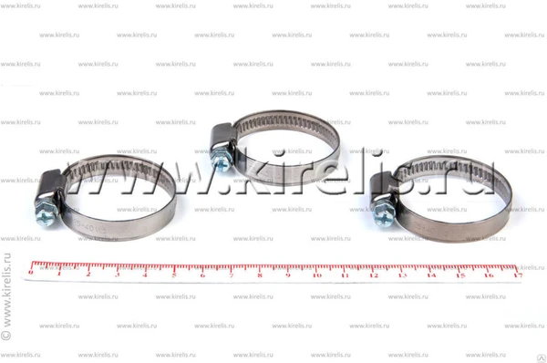 Фото 25-40 мм Хомут червячный (нерж.сталь W2, шир.ленты 9 мм)