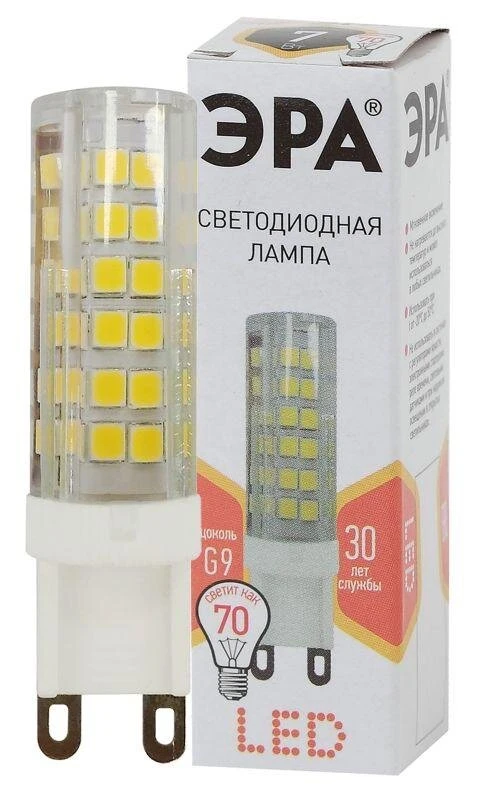 Фото Лампа светодиодная JCD-7w-220V-corn ceramics-827-G9 560лм ЭРА Б0027865