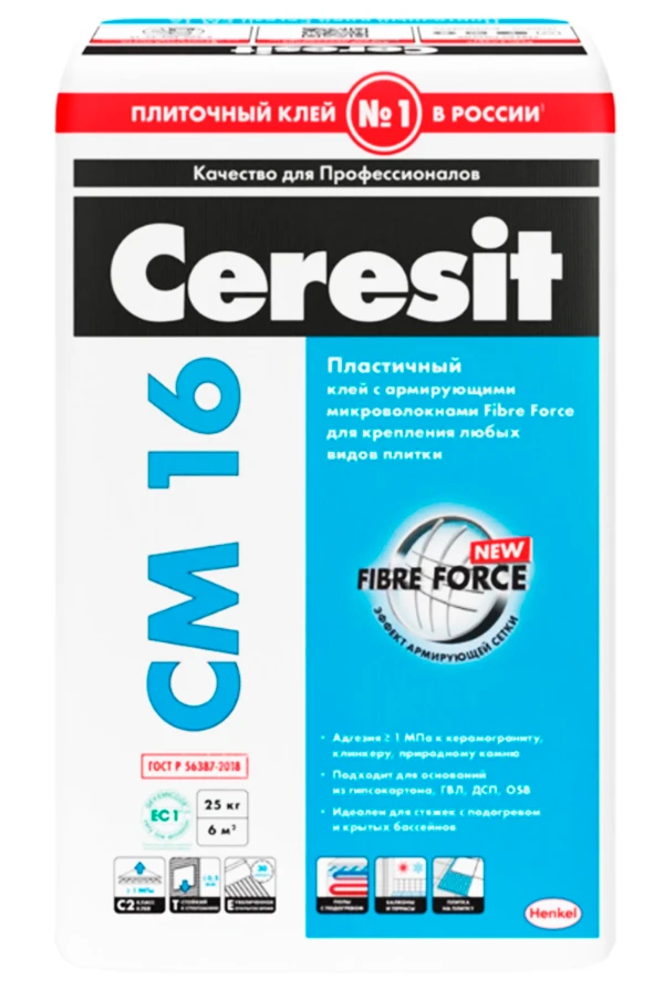 Фото Клей для плитки эластичный CERESIT CM 16, 25кг