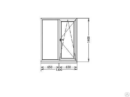 Фото Окно пластиковое двухстворчатое с одной открывающейся створкой