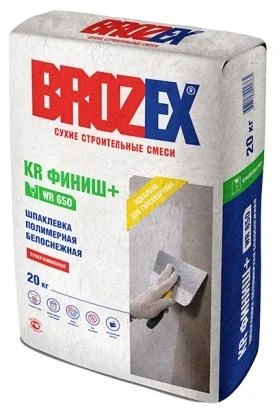 Фото Шпаклевка полимерная белоснежная KR Финиш+ WR650 Brozex 20кг