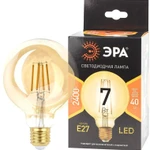 фото Лампа F-LED G95-7W-824-E27 gold (филамент шар зол. 7Вт тепл. E27) (20/420) ЭРА Б0047662