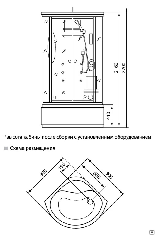 Фото Душевая кабина Luxus-Т11А 90х90х216 см