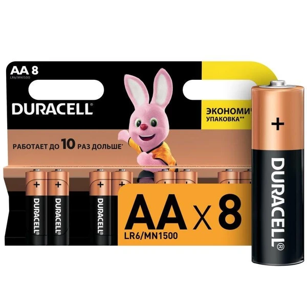 Фото Элемент питания алкалиновый LR LR6-8BL BASIC (блист.8шт) Duracell C0037387