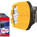 фото Фонарь LED3818 (аккум 220В черн./желт. 7+8 LED 2 режима SLA) Ultraflash 10973