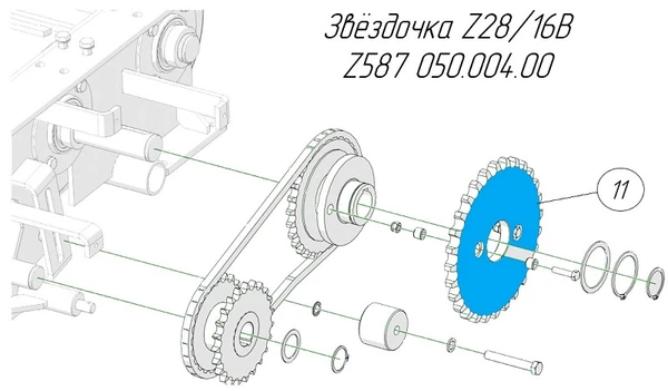 Фото Звёздочка Z28/16B Z587 050.004.00 на пресс-подборщик Metal-Fach Z-587