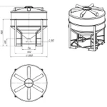Фото №2 Емкость конусная (бункер) ФМ 3000 л в обрешетке