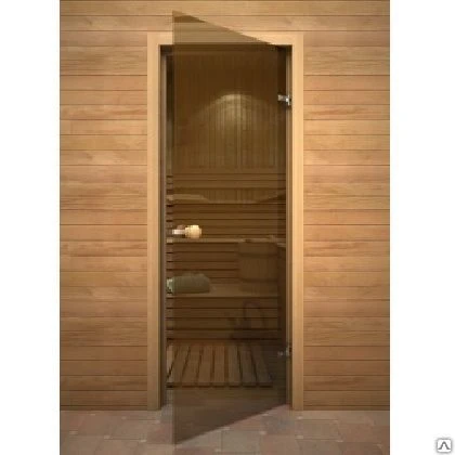 Фото Дверь стеклянная SAUNA MARKET 1900х700 бронза (коробка сосна)