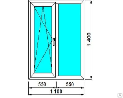 Фото Окно ПВХ 1100x1400, 58мм, 32мм ст