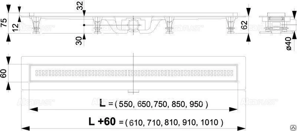 Фото Душевой трап линейный Alcaplast APZ9 Simple 550