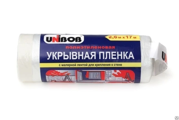 Фото Плёнка защитная укрывная UNIBOB с малярной лентой 1,1мх33м (1/25) (38222)