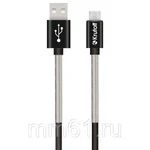 фото Кабель Krutoff Micro USB Spring (1m) черный, 2,1А , Пружина от перегибания (14741)