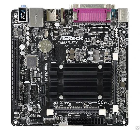 Фото Материнская плата c процессором ASRock J3455B-ITX 
(Cel J3455, 2xSO-DDR3, G