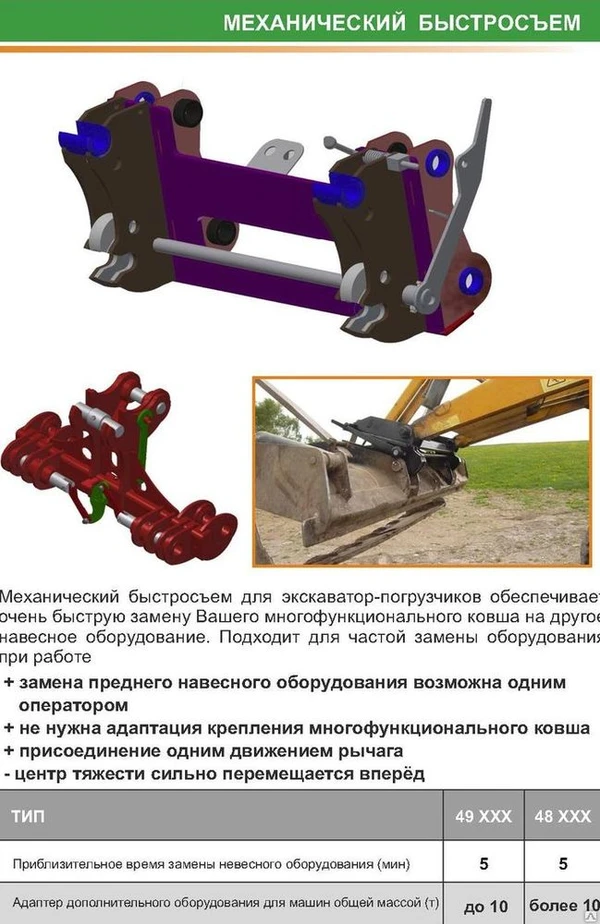 Фото Механическое быстро зажимное устройство для экскаватор-погрузчиков 49