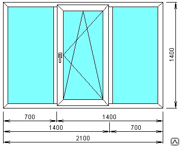 Фото Окно пластиковое 2100*1400мм Профиль Enwin, фурнитура Vorne, сп 4-16-4