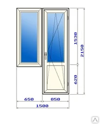 Фото Балконный блок ПВХ 1500х2150 мм в кирпичный дом, однокамерный стеклопакет