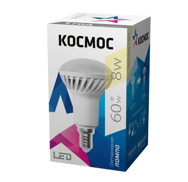 Фото Лампа светодиодная R50 8Вт 220В E14 3000К Космос Lksm_LED8wR50E1430