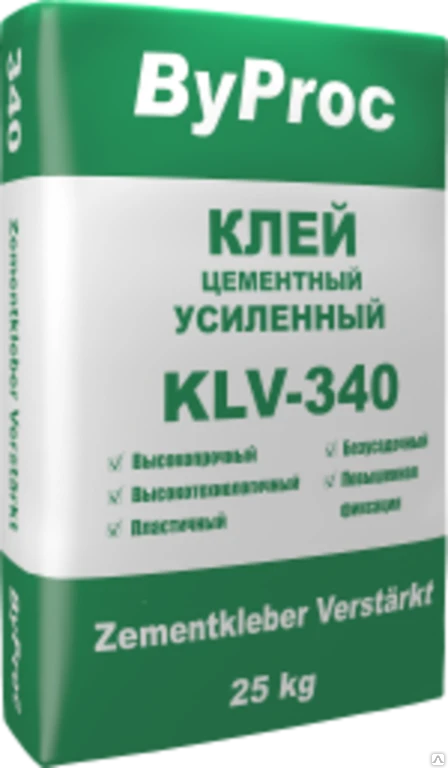 Фото Клей цементный усиленный БиПрок KLV-340, 25кг