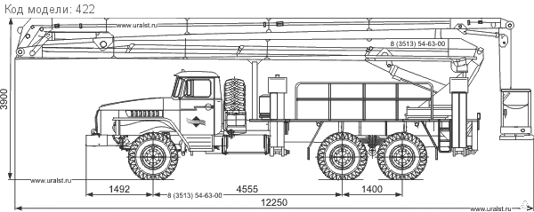 Фото Автогидроподъемник ВС-28У Э.И. на шасси УРАЛ-4320 (6х6) (трехколен.)