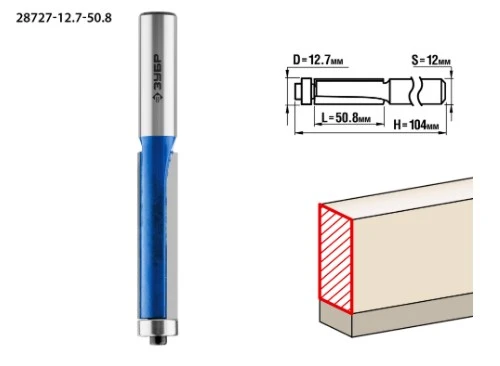 Фото Кромочная фреза с подшипником Зубр 28727-12.7-50.8