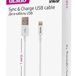 фото Кабель Olmio Usb 2.0 Lightning iPhone/iPod/iPad 1м белый 038655