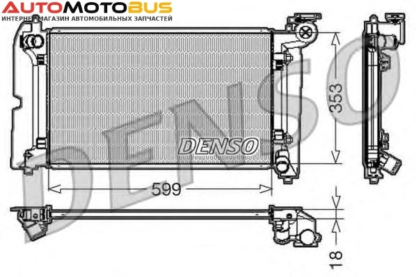 Фото Радиатор, охлаждение двигателя DENSO DRM50011 Радиатор охл. ДВС TO Corolla 02.00