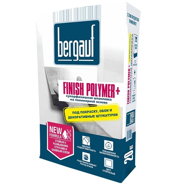 Фото Шпаклевка Finish Polymer (финишная, полимерная), 20кг Бергауф