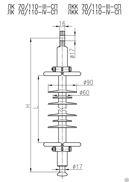 Фото Изолятор полимерный подвесной ЛК 70/110-IV-СП