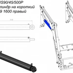 фото Гидроцилиндр 90/45/500 S-75 правый короткий 24S90/45/500P на фронтальный погрузчик Metal-Fach T-229 (1600 кг)