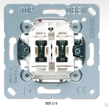Фото 505U5 JUNG выключатель 10AX 250V двухклавишный с подсветкой