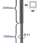 Фото №3 Столб винтовой ЮВЕНТА 3000 ммсечение 60х60 / диаметр 51 мм