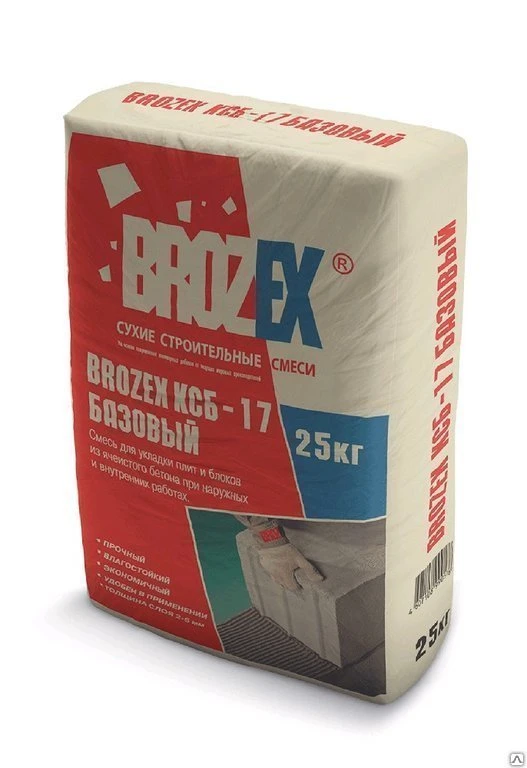 Фото Клей для ячеистых блоков BROZEX КСБ - 17 Базовый 25 кг 48шт/пал