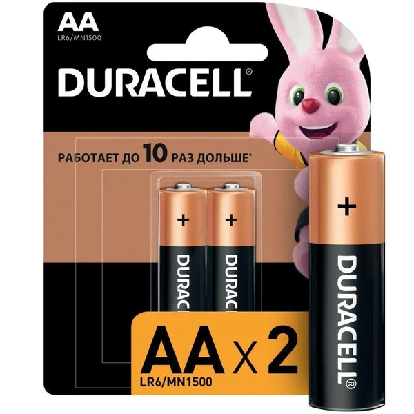 Фото Элемент питания алкалиновый LR MN 1500/LR6 Basic BP-2 (блист.2шт) Duracell Б0014044/Б0026814