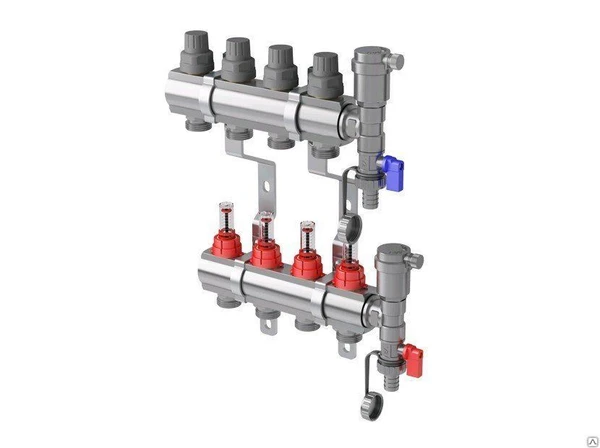 Фото Коллектор в сборе с расходомерами 1" ВР-3/4" НР, 8 выходов