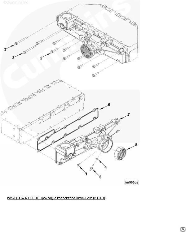 Фото Прокладка коллектора впускного (ISF3.8) 4983020
