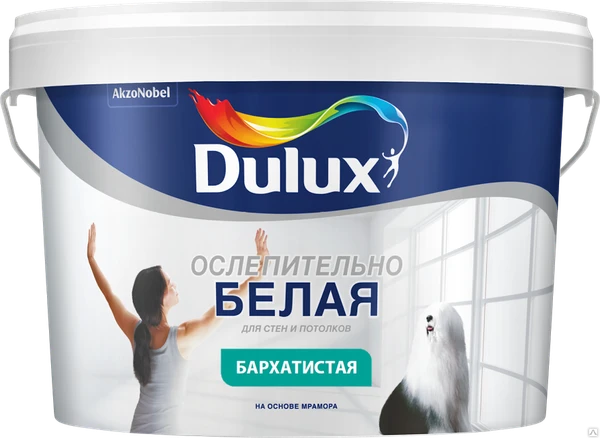 Фото Краска Dulux Ослепительно белая бархатистая