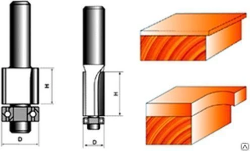 Фото Фреза кромочная прямая с нижним подшипником СТФ-1020-8-10-30 8мм