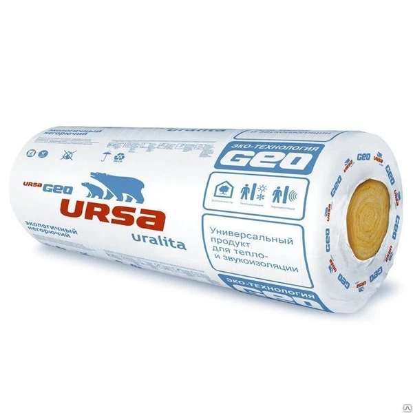 Фото Стекловолоконный утеплитель Ursa Geo М-11/50Ф 18000х1200х50 мм / 1 шт.