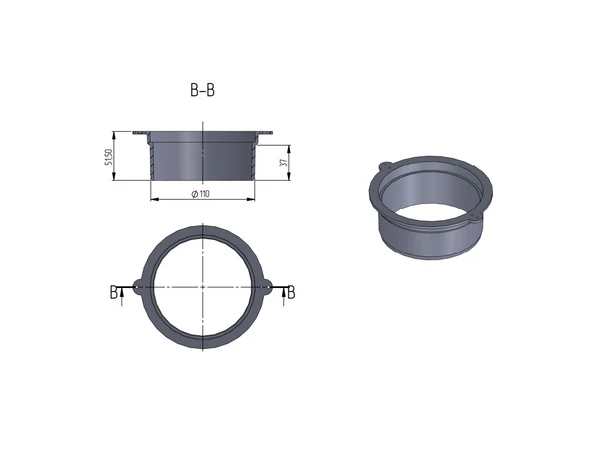 Фото Патрубок DN110 (для низкопрофильных лотков DN100 и DN150)