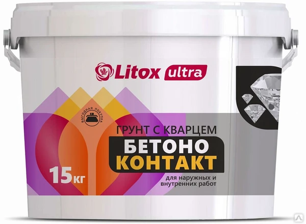 Фото Грунтовка Литокс Betonocontakt Грунтовка Litox Ultra 15 кг 42 шт/пал