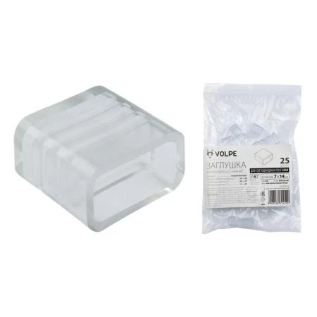 Фото Зажим (заглушка) для ленты UCW-Q220 K12 CLEAR 025 POLYBAG Изолирующий зажим (заглушка) для светодиодной ленты 5050, 12-14 мм, цвет прозрачный, 25 штук в пакете