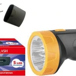 фото Фонарь LED 3827 (аккум. 220В черн./желт. 5 LED SLA пласт. коробка) Ultraflash 11241