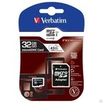 фото Карта памяти microSDHC 32GB VERBATIM + SD адаптер (Class 10)