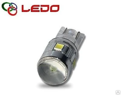 Фото Светодиод W5W LEDO 4SMD + Cree 5W с линзой (самая яркая)