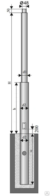 Фото Опора торшерная с закладной частью ОТ2-5,0-1,0 (D=108-60мм) Н=5м., h=1,0м